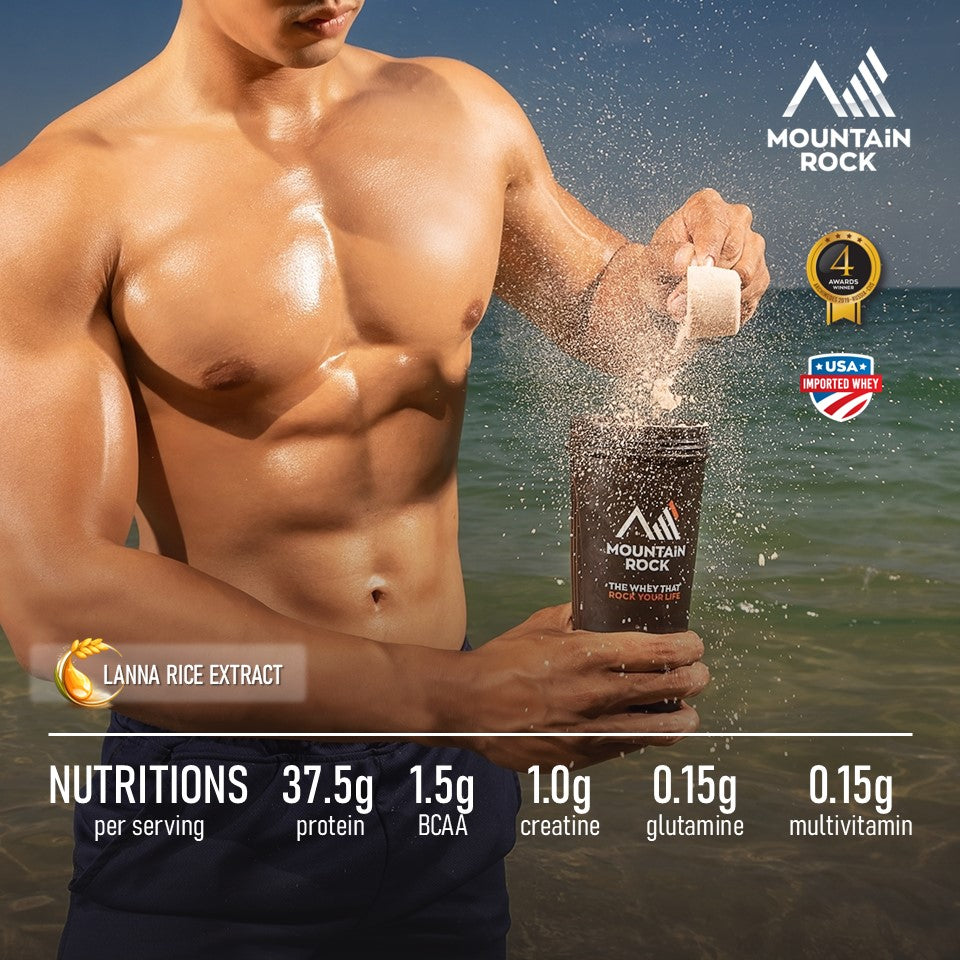 Mountain Rock Whey Protein All-In-One Thai Tea 715g | 37.5g Protein | BCAA Creatine | Halal