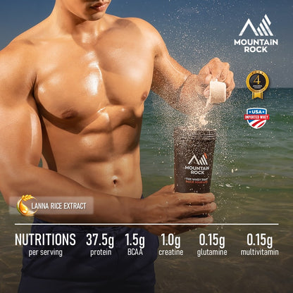 Mountain Rock Whey Protein All-In-One Thai Tea 715g | 37.5g Protein | BCAA Creatine | Halal