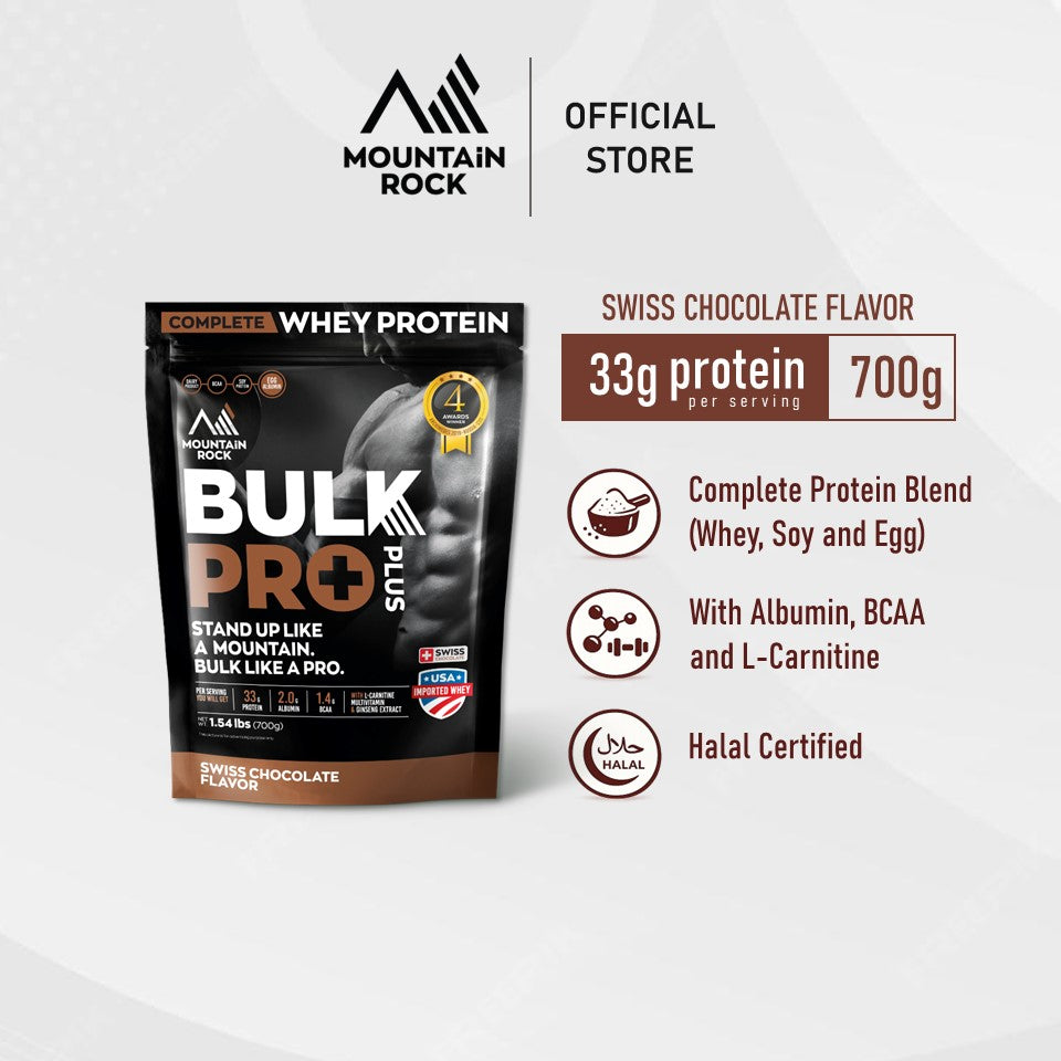 Mountain Rock Bulk Pro Plus Whey Protein 700g Swiss Chocolate | Award-Winning | Halal