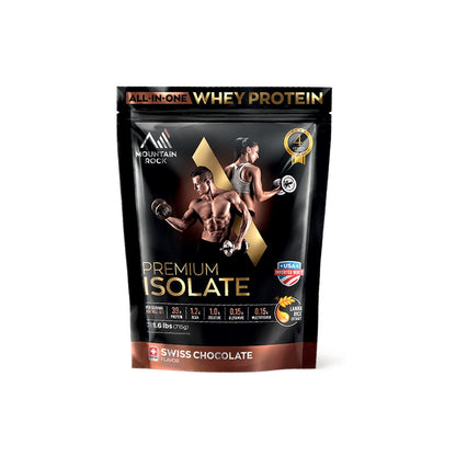 Mountain Rock Premium Isolate All-In-One Whey Protein 715g Swiss Chocolate | International Award-Winning | Halal Certified