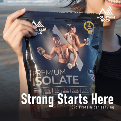 Mountain Rock Premium Isolate All-In-One Whey Protein 715g Swiss Chocolate | International Award-Winning | Halal Certified